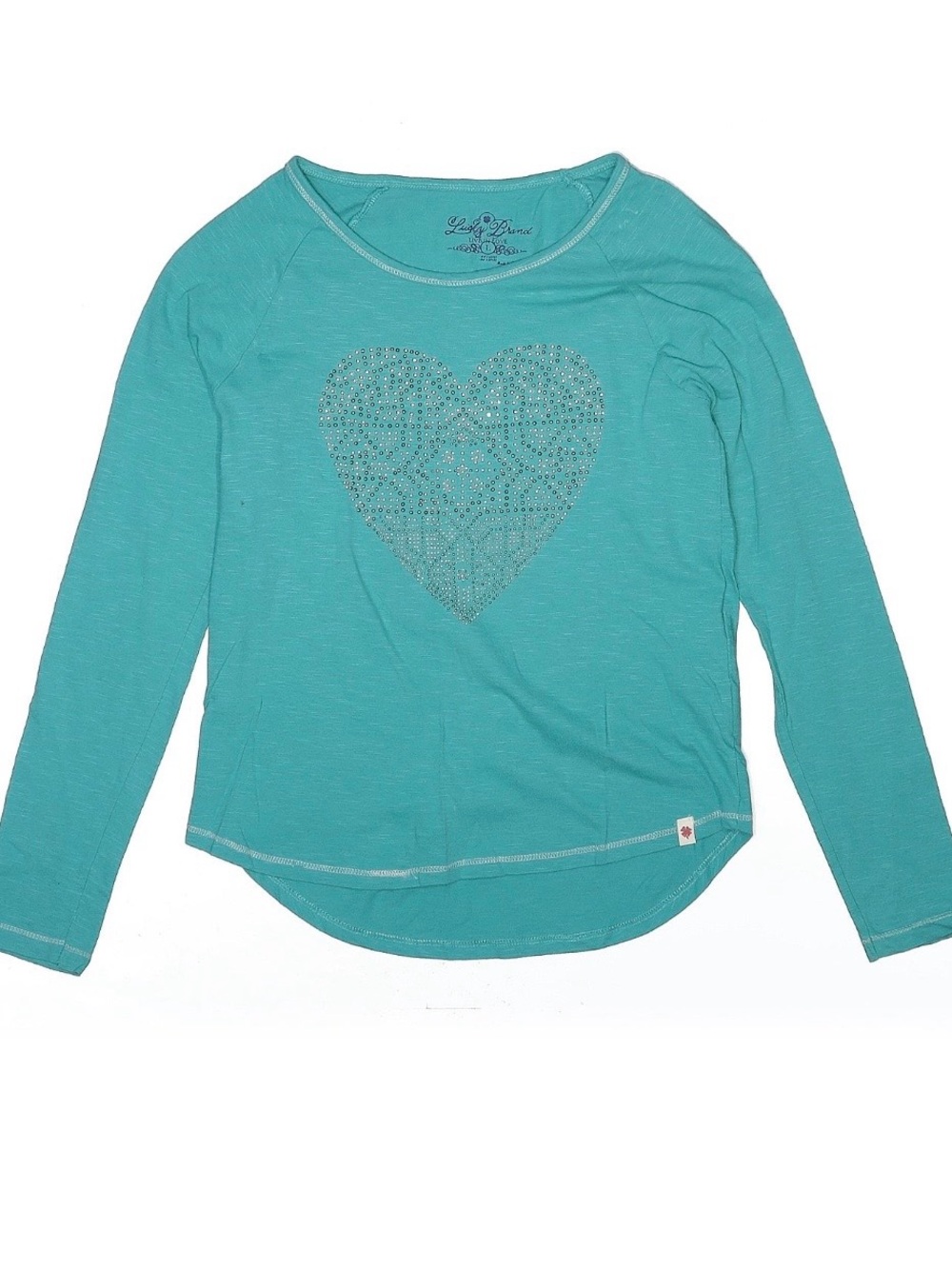 Lucky Brand Teal Long-Sleeve Top with Rhinestone Heart